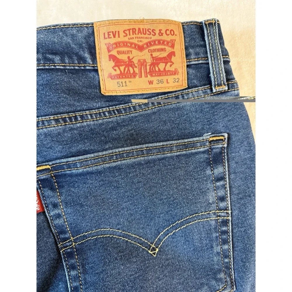 Levi's 511 Men's Blue Denim Slim Fit Straight Leg Stretch Jeans 36X32‎